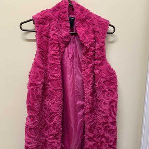 Fuchsia Pink Fuzzy Vest - Tunic Length